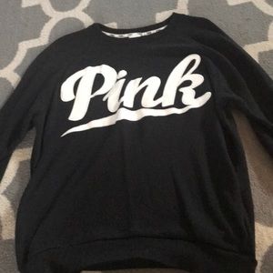 Black crew sweatshirt from PINK: STAINED